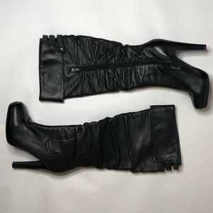 Jessica Simpson ruched black leather boots 👢